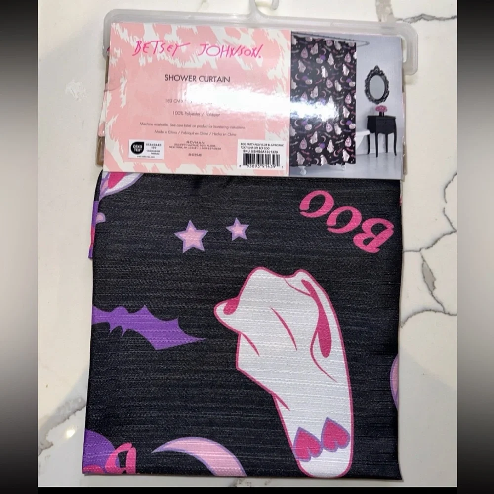 Betsey Johnson Ghost Heart Glasses Shower Curtain